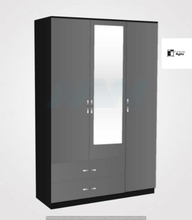 3 Door With 1 Mirror & 2 Side Drawers