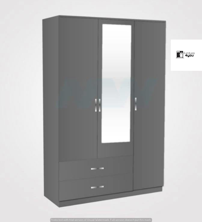 3 Door With 1 Mirror & 2 Side Drawers