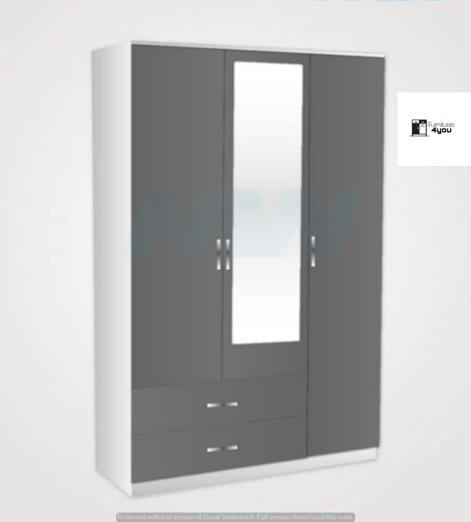3 Door With 1 Mirror & 2 Side Drawers