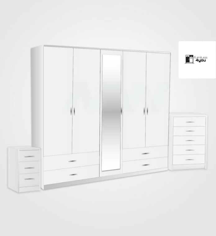 5 Door Set With 1 Mirror & 4 Drawers
