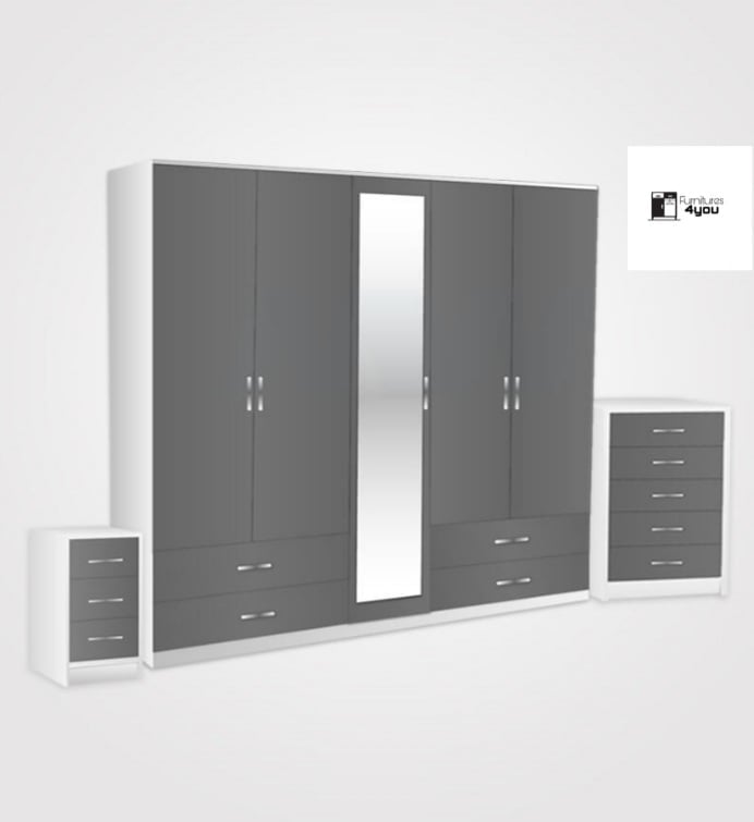 5 Door Set With 1 Mirror & 4 Drawers
