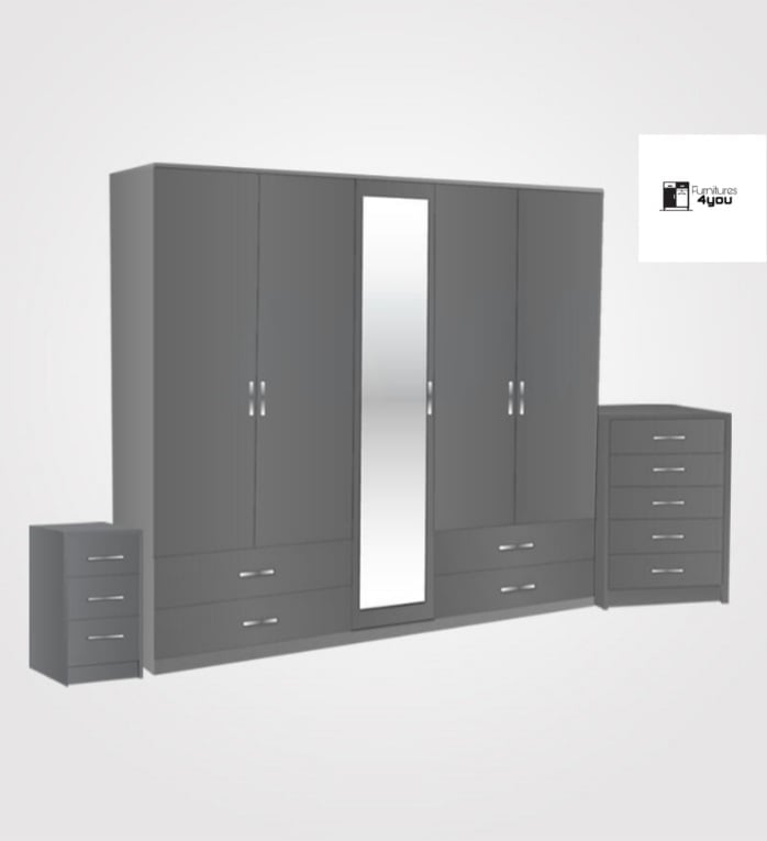 5 Door Set With 1 Mirror & 4 Drawers