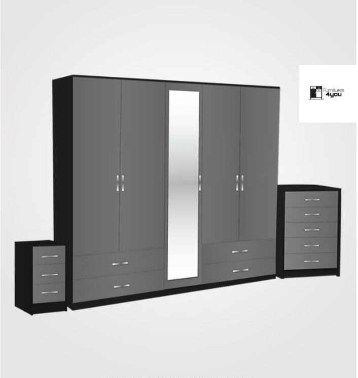 5 Door Set With 1 Mirror & 4 Drawers