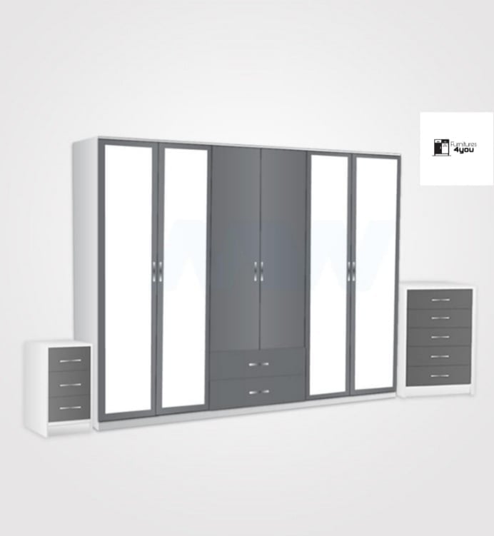 6 Door Set With 4 Mirrors & 2 Drawers