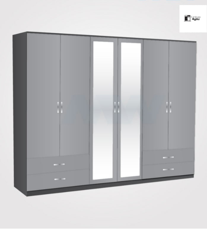 6 Door With 2 Mirrors & 4 Side Drawers