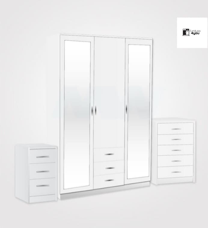 3 Door Set With 2 Mirrors & 3 Drawers