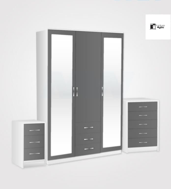 3 Door Set With 2 Mirrors & 3 Drawers