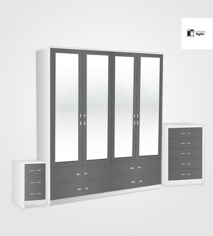 4 Door Set With 4 Mirrors & 4 Drawers