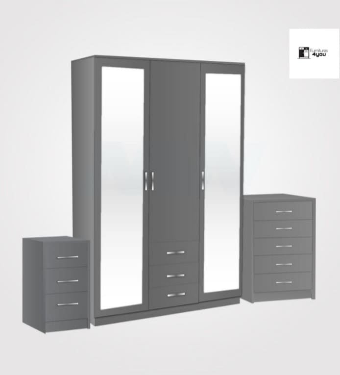 3 Door Set With 2 Mirrors & 3 Drawers