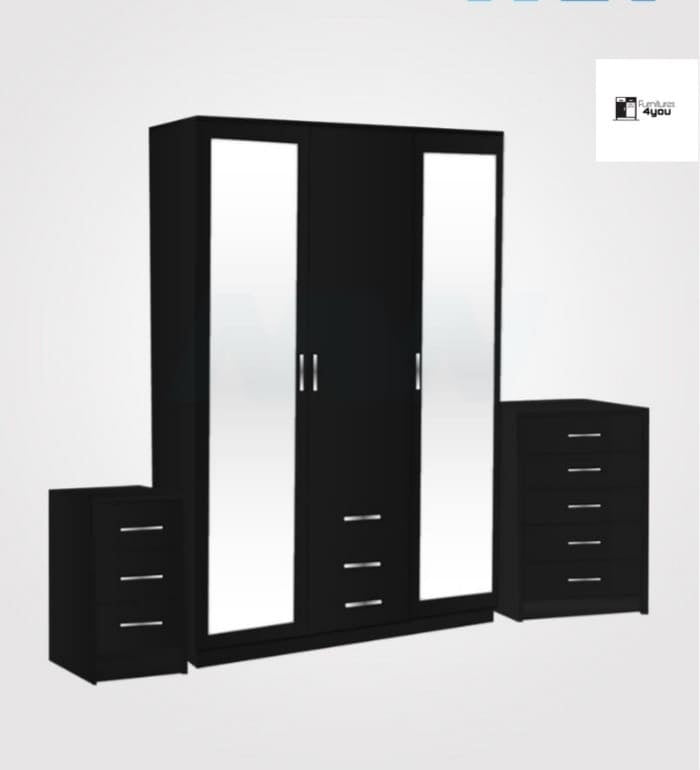 3 Door Set With 2 Mirrors & 3 Drawers