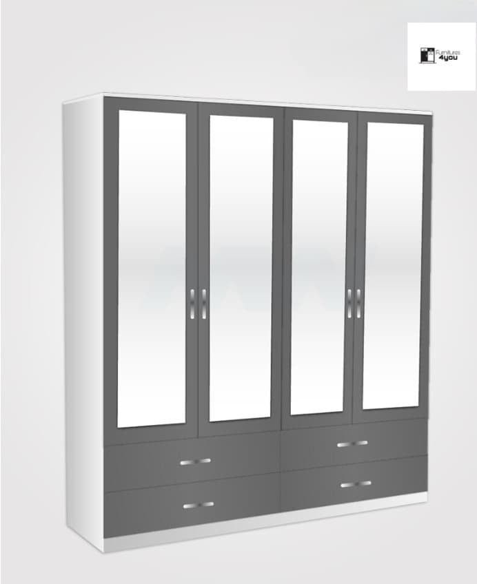 4 Door With 4 Mirrors & 4 Drawers