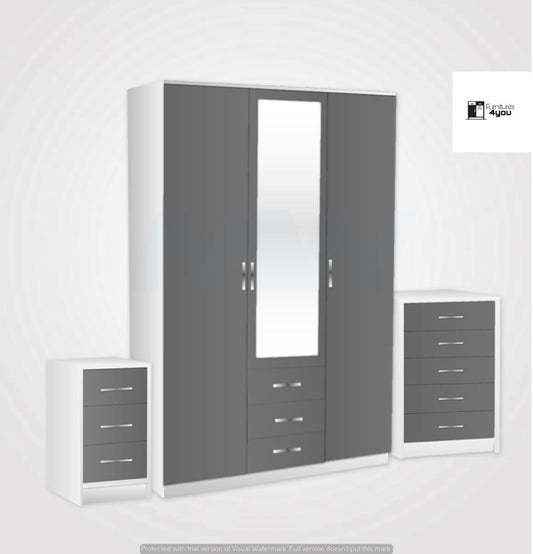 3 Door Set With 1 Mirror & 3 Drawers