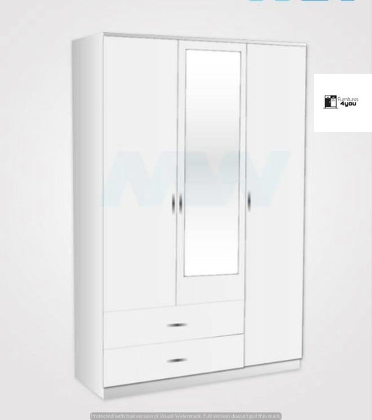 3 Door With 1 Mirror & 2 Side Drawers