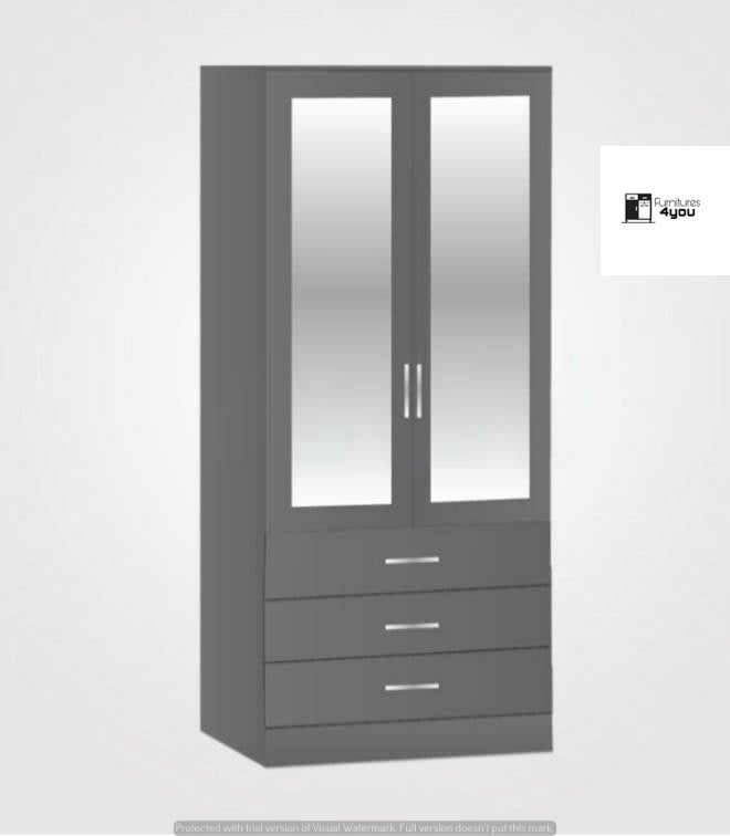 2 Door With 2 Mirrors & 3 Drawers