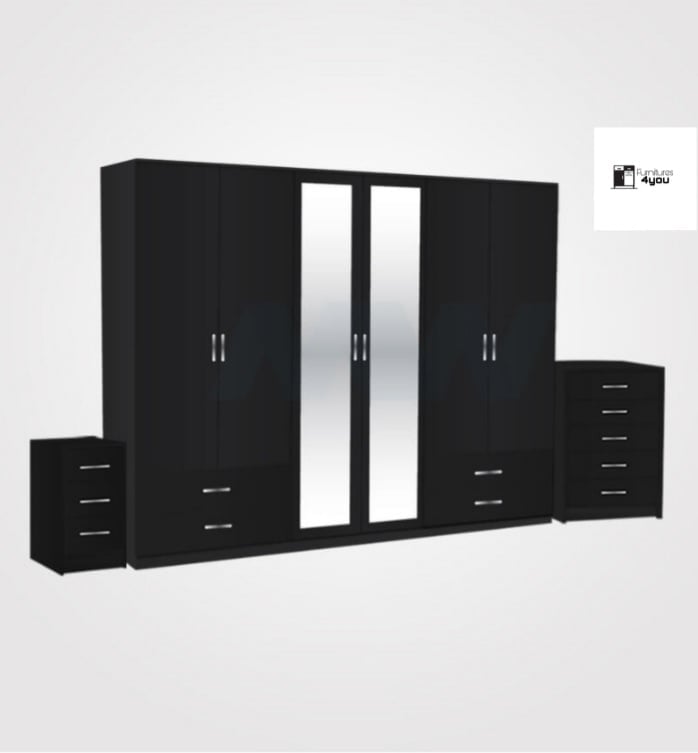 6 Door Set With 2 Mirrors & 4 Side Drawers