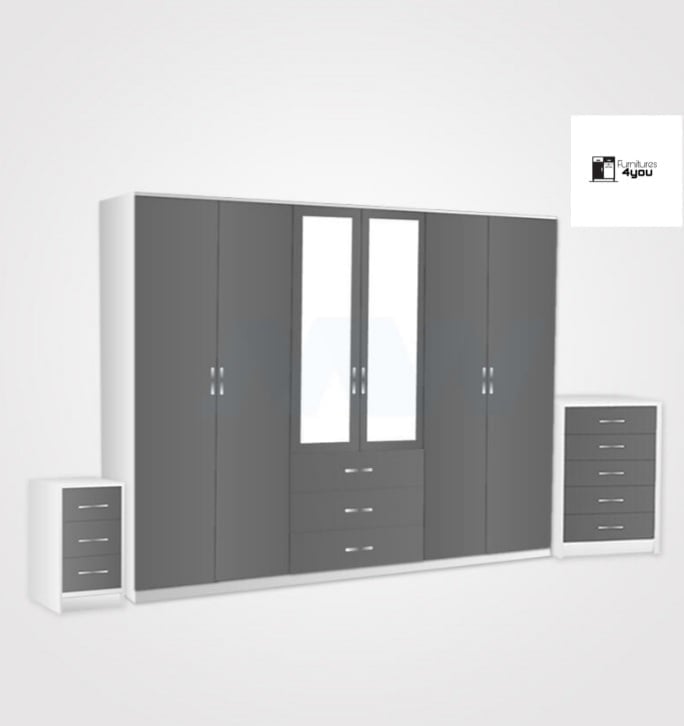 6 Door Set With 2 Mirrors & 3 Drawers