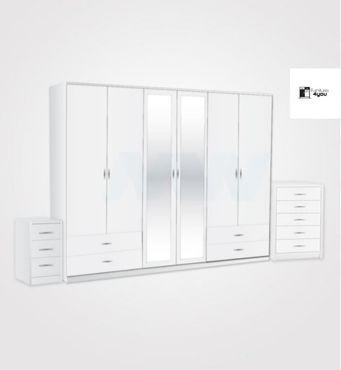 6 Door Set With 2 Mirrors & 4 Side Drawers