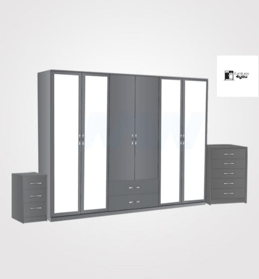 6 Door Set With 4 Mirrors & 2 Drawers