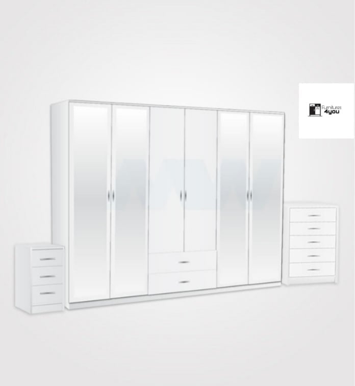 6 Door Set With 4 Mirrors & 2 Drawers