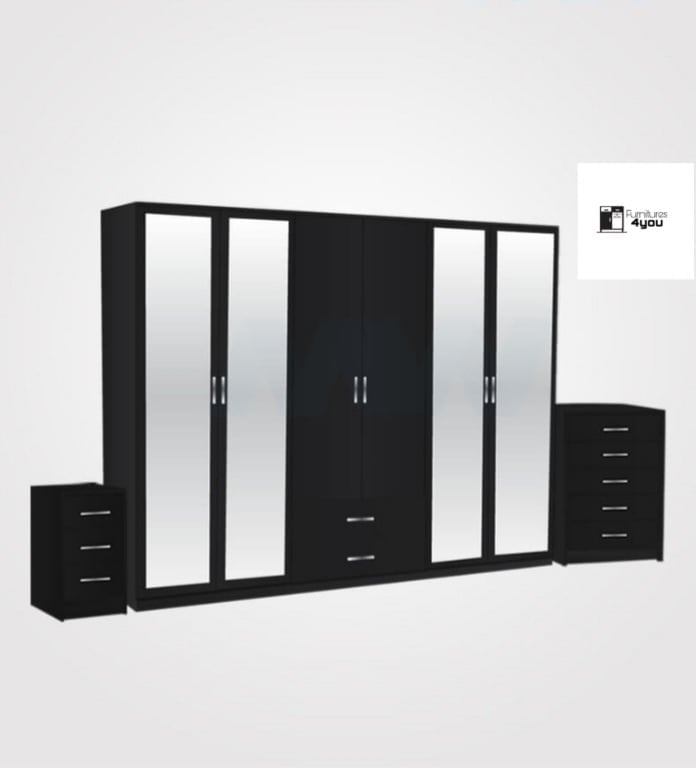 6 Door Set With 4 Mirrors & 2 Drawers