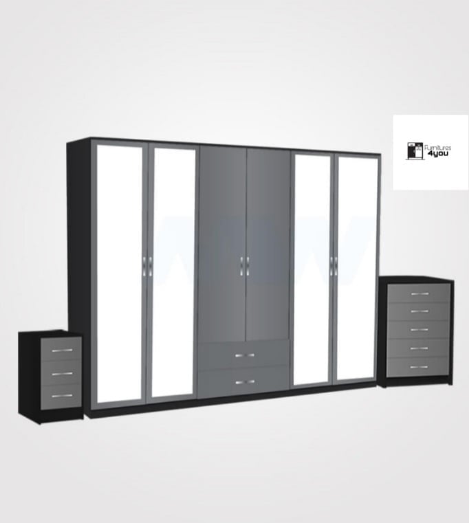 6 Door Set With 4 Mirrors & 2 Drawers