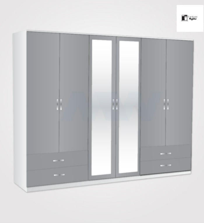 6 Door With 2 Mirrors & 4 Side Drawers