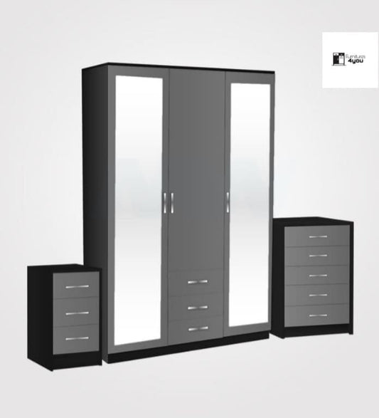 3 Door Set With 2 Mirrors & 3 Drawers