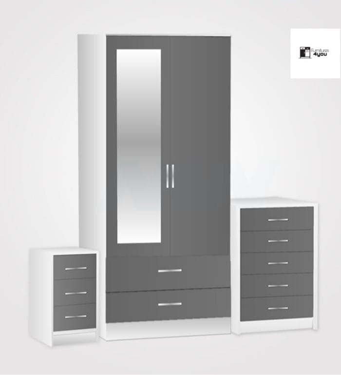 2 Door Set With 1 Mirror & 2 Drawer