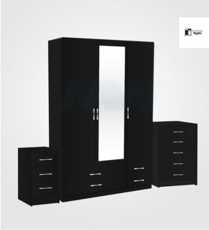 3 Door Set With 1 Mirror & 4 Drawers