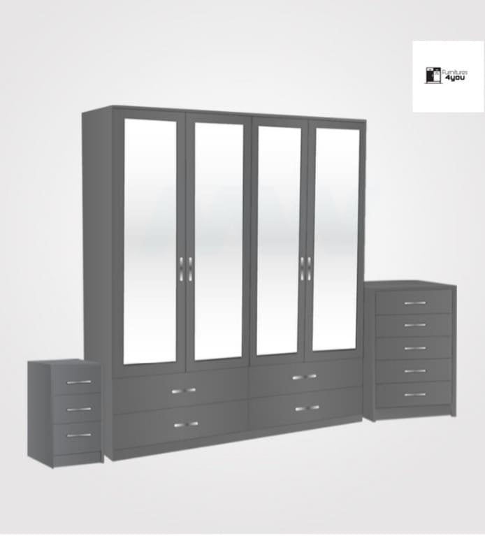 4 Door Set With 4 Mirrors & 4 Drawers