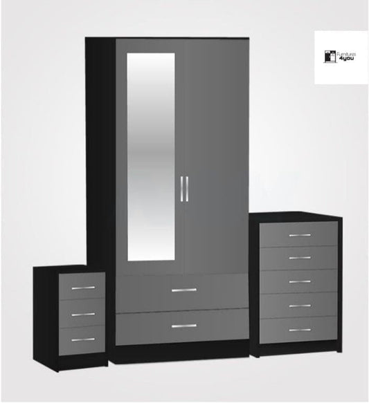 2 Door Set With 1 Mirror & 2 Drawer