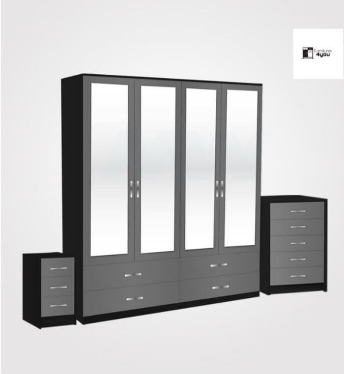 4 Door Set With 4 Mirrors & 4 Drawers