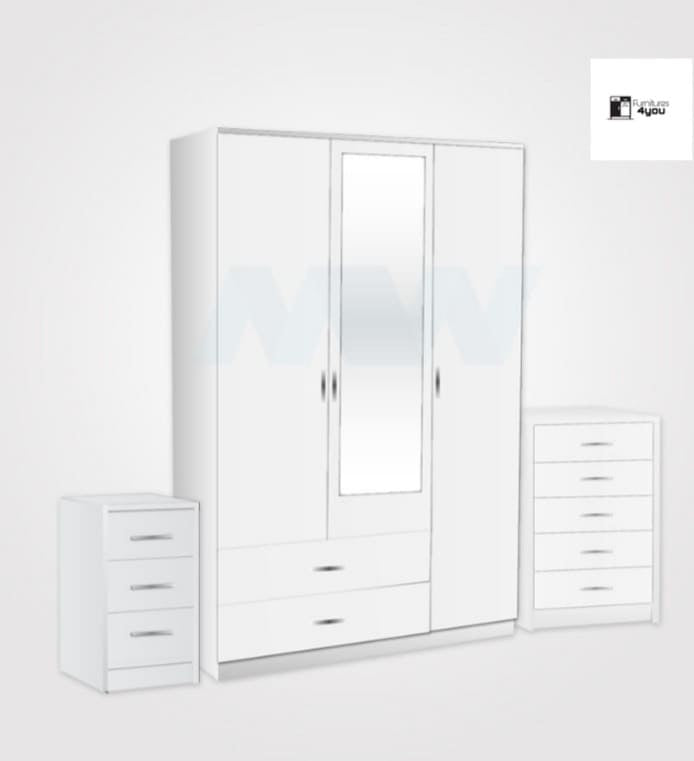 3 Door Set With 1 Mirror & 2 Side Drawers