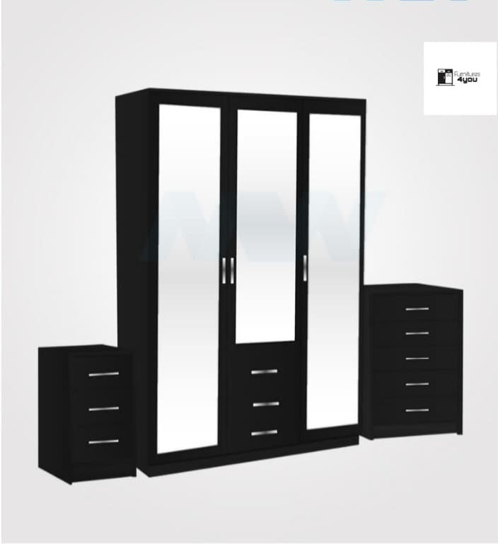 3 Door Set With 3 Mirrors & 3 Drawers