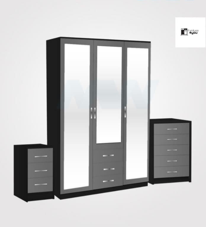 3 Door Set With 3 Mirrors & 3 Drawers