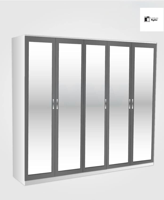 5 Door Mirrored Wardrobe