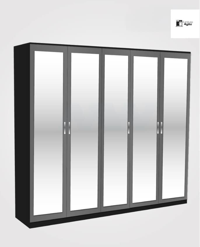 5 Door Mirrored Wardrobe