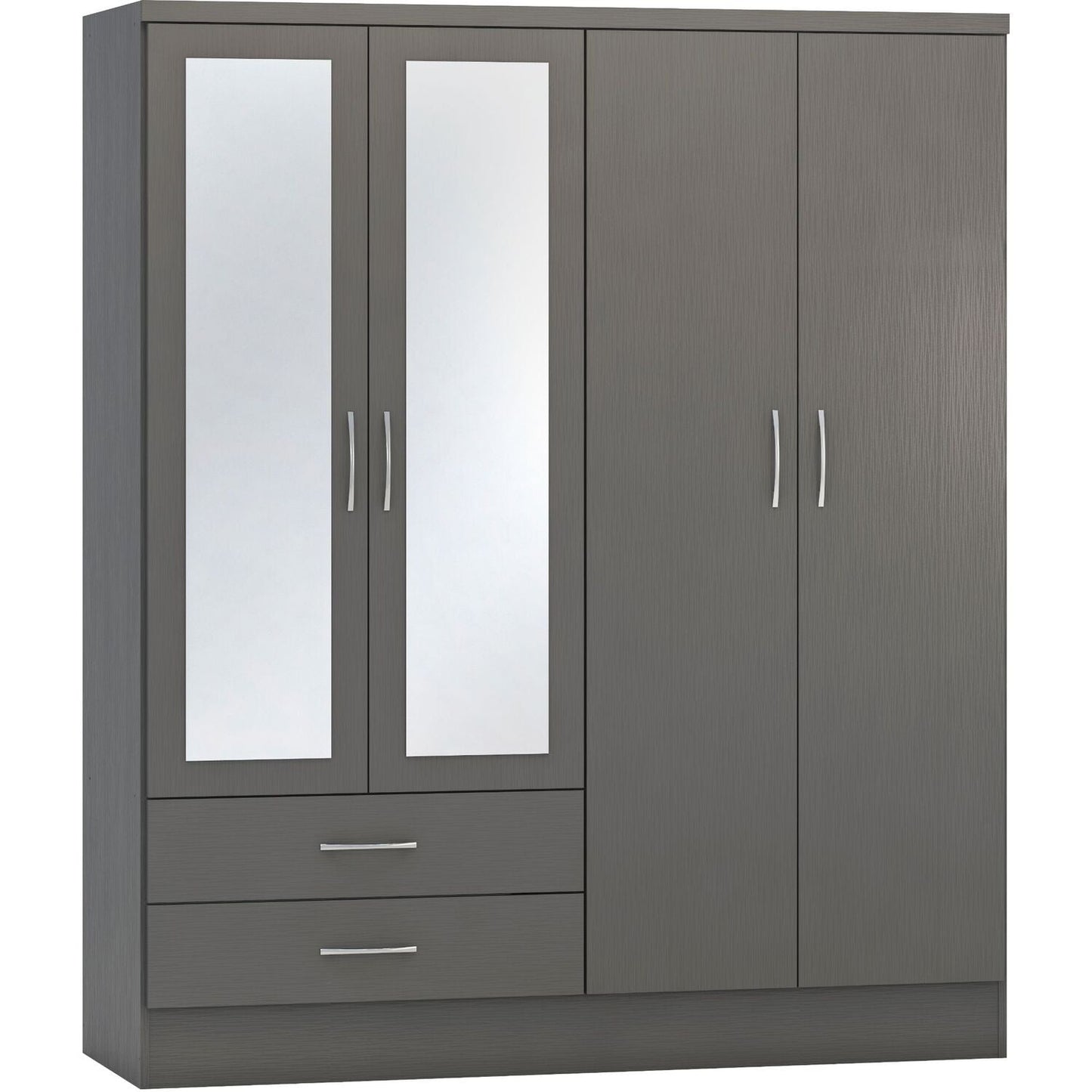 4 Door Wardrobe With 2 Mirrors & 2 Drawers