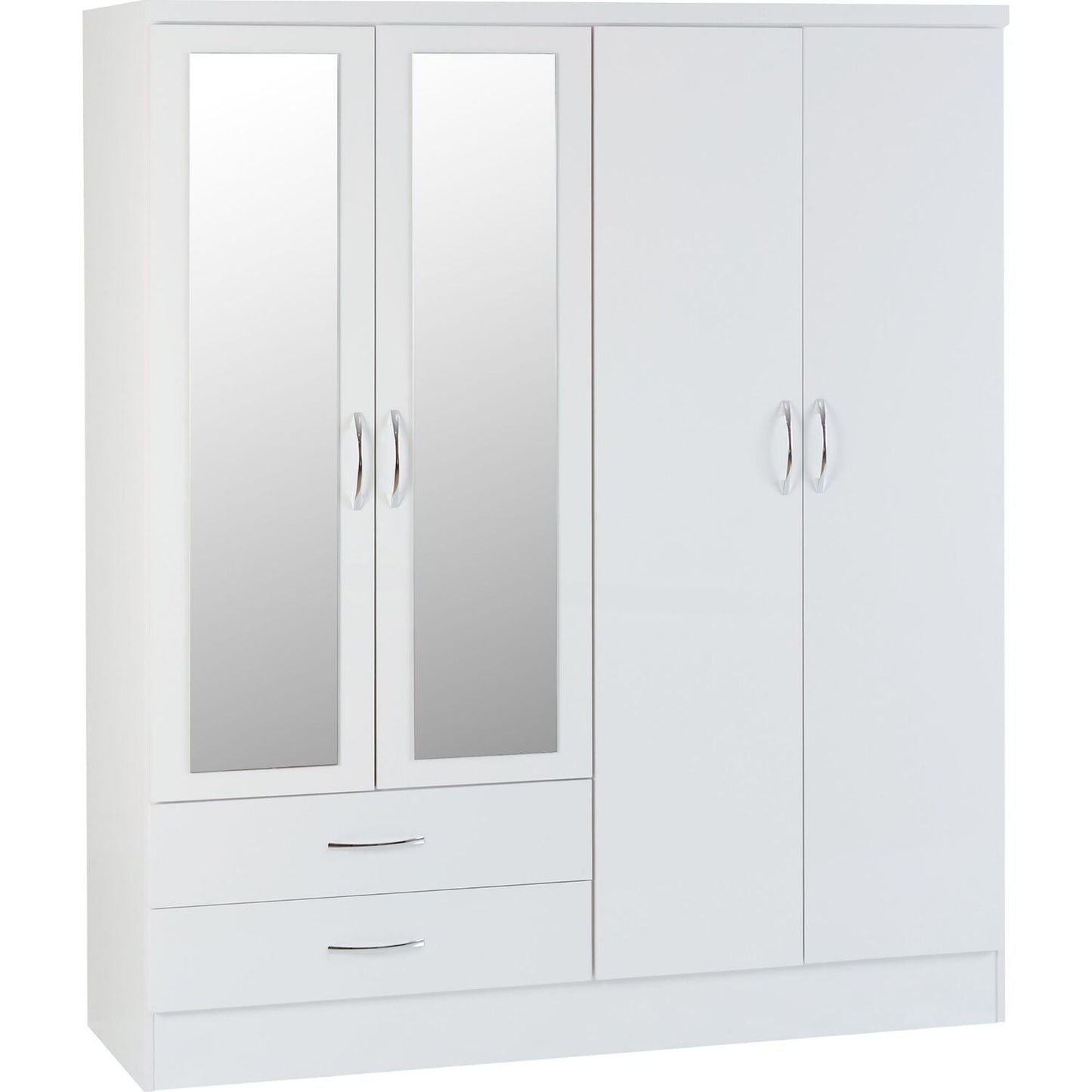 4 Door Wardrobe With 2 Mirrors & 2 Drawers