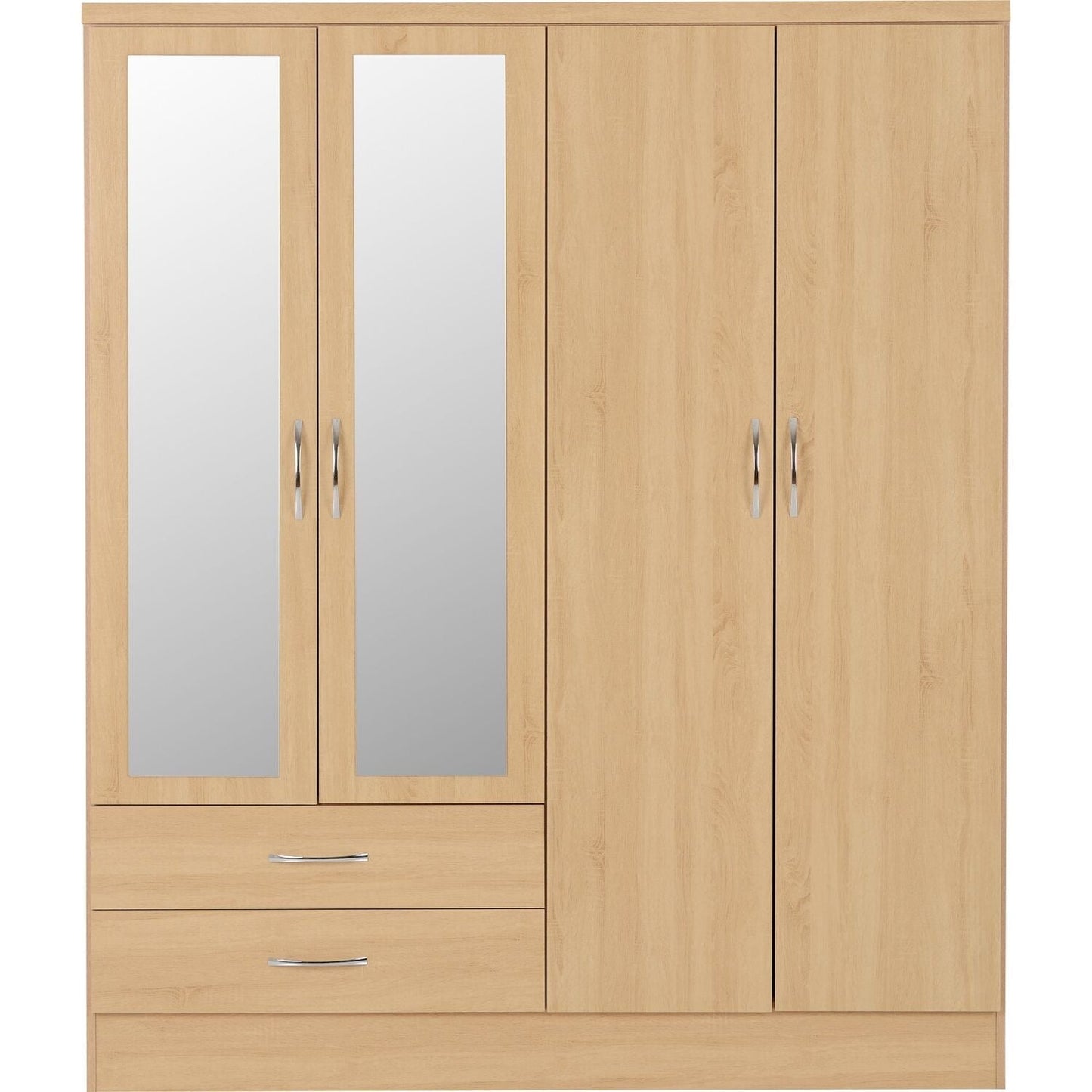 4 Door Wardrobe With 2 Mirrors & 2 Drawers